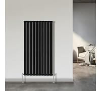 NRG 1600x680mm Single Flat Panel Vertical Radiator Black