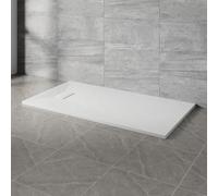 NRG 1600x800mm SMC Rectangle Shower Tray White with Fast Flow Waste for Bathroom Enclosures