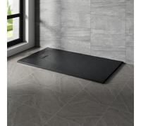 NRG 1600x900mm Black Shower Base Non-Slip SMC Rectangle Shower Tray with Fast Flow Waste for Bathroom Enclosures