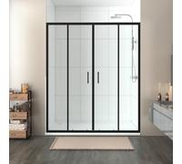 NRG 1700 x 1900mm Shower Enclosures Double Sliding Shower Door Matte Black Framed