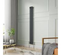NRG 1800 x 200mm Traditional Anthracite Vertical Cast Iron Style Radiator Double Panel