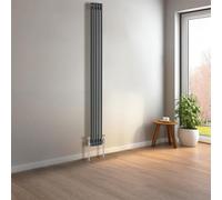 NRG 1800 x 200mm Anthracite Vertical Traditional Column Cast Iron Style Radiator Central Heating Radiator Perfect for Bathrooms, Kitchen, Living Room Double Panel