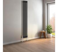 NRG 1800 x 290mm Black Vertical Traditional Column Cast Iron Style Radiator Central Heating Radiator Perfect for Bathrooms, Kitchen, Living Room Double Panel