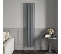 NRG 1800 x 354 mm Vertical Column Radiator Anthracite Single Oval Panel | Designer Radiator Bathroom Central Heating | with One Pair of Free Modern Angle Valves