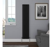 NRG 1800 x 354mm Vertical Single Oval Panel Radiator Black Designer Bathroom Central Heating Rads for Living Room and Kitchen