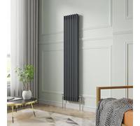 NRG 1800 x 380mm Traditional Anthracite Vertical Cast Iron Style Radiator Triple Panel
