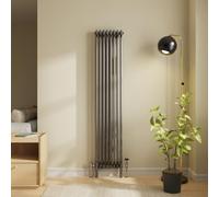 NRG 1800 x 380mm Raw Metal Traditional Cast Iron Style Double Column Vertical Radiator Central Heating Radiator Perfect for Bathrooms, Kitchen, Living Room