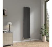 NRG 1800 x 408mm Vertical Double Flat Panel Radiator Black Designer