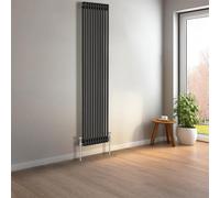 NRG 1800 x 470mm Black Vertical Traditional Column Cast Iron Style Radiator Central Heating Radiator Perfect for Bathrooms, Kitchen, Living Room Double Panel