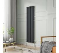 NRG 1800 x 470mm Traditional Anthracite Vertical Cast Iron Style Radiator Double Panel