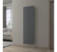NRG 1800 x 544 mm Column Radiator Anthracite Single Flat Panel with Values