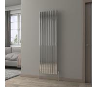 NRG 1800 x 544 mm Vertical Column Radiator Chrome Single Flat Panel | Designer Radiator Bathroom Central Heating | with One Pair of Free Modern Angle Valves