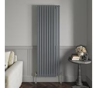 NRG 1800 x 590 mm Vertical Column Radiator Anthracite Single Oval Panel | Designer Radiator Bathroom Central Heating | with One Pair of Free Modern Angle Valves