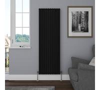 NRG 1800 x 590mm Vertical Double Oval Panel Radiator Black Designer
