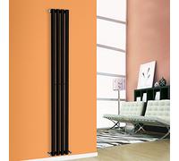 NRG 1800mm x 236mm Vertical Oval Column Designer Radiator Black Single Panel Luxury Central Heating Radiators