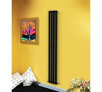 NRG 1800mm x 236mm Vertical Oval Column Designer Radiator Single Panel Bathroom Heater Rads Black
