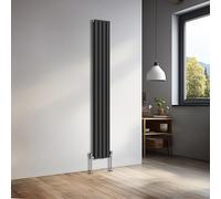 NRG 1800x236mm Vertical Oval Double Panel Heater Column Radiator Central Heating Radiators Designer Tall Radiators Black