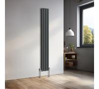 NRG 1800x236mm Vertical Oval Double Panel Heater Column Radiator Central Heating Radiators Designer Tall Radiators Anthracite