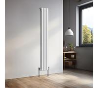 NRG 1800x236mm Vertical Oval Single Panel Heater Column Radiator Central Heating Radiators Designer Tall Radiators Gloss White