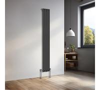 NRG 1800x236mm Vertical Oval Single Panel Heater Column Radiator Central Heating Radiators Designer Tall Radiators Black