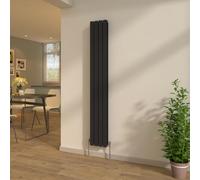 NRG 1800x272mm Flat Panel Double Column Radiator Black with Valves