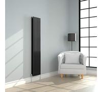 NRG 1800x354mm Black Radiator Vertical Oval Panel Bathroom Double Rad