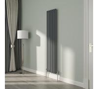 NRG 1800x354mm Oval Column Designer Radiator Single Panel Anthracite Bathroom Central Heating