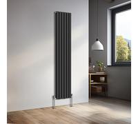 NRG 1800x354mmVertical Oval Double Panel Heater Column Radiator Central Heating Radiators Designer Tall Radiators Black