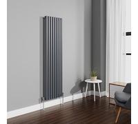 NRG 1800x472mm Anthracite Radiator Vertical Oval Panel Single Rad
