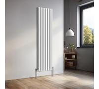 NRG 1800x472mm Vertical Oval Double Panel Heater Column Radiator Central Heating Radiators Designer Tall Radiators White
