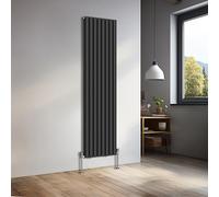 NRG 1800x472mm Vertical Oval Double Panel Heater Column Radiator Central Heating Radiators Designer Tall Radiators Black