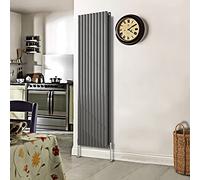 NRG 1800x590mm Anthracite Radiators Vertical Double Heater Oval Column Panel Radiator with Free Angled Valves