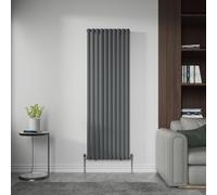 NRG 1800x590mm Anthracite Vertical Oval Column Single Panel Designer Radiator Bathroom Central Heating + Free Angled Valves