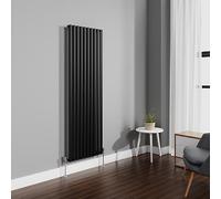 NRG 1800x590mm Black Radiator Vertical Oval Panel Bathroom Single Rad