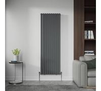 NRG 1800x590mm Vertical Double Panel Oval Radiator Anthracite with Valves