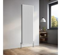 NRG 1800x590mm Vertical Oval Double Panel Heater Column Radiator Central Heating Radiators Designer Tall Radiators Gloss White