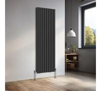 NRG 1800x590mm Vertical Oval Double Panel Heater Column Radiator Central Heating Radiators Designer Tall Radiators Black