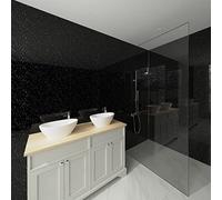 NRG 1m Wide x 2.4m Long x 10mm Large Bathroom Wall Cladding Ceiling PVC Shower Wet Wall Panel Black Sparkle Gloss 2PCS
