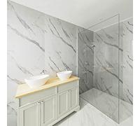 NRG 1m Wide x 2.4m Long x 10mm Large Bathroom Wall Cladding Ceiling PVC Shower Wet Wall Panel Calcatta Marble Matt 6PCS