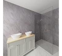 NRG 1m Wide x 2.4m Long x 10mm Large Bathroom Wall Cladding Ceiling PVC Shower Wet Wall Panel Grey Marble Gloss 2PCS