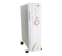 NRG 2.5KW White 11 Fin Oil Filled Radiator Portable Electric Heater, Timer | with 24 Hour Timer, Adjustable Thermostat