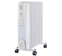 NRG 2.5KW White 11 Fin Oil Filled Radiator Portable Electric Heater with Adjustable Thermostat