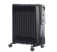 NRG 2500W Oil-Filled Radiator with 11 Fin, Adjustable Thermostat & 3 Power Settings - Portable 63x50x24cm (OR-A07S-11B)