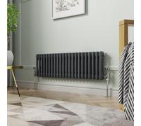 NRG 300 x 1010mm Traditional Anthracite Horizontal Cast Iron Style Radiator Double Panel