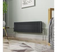 NRG 300 x 1010mm Traditional Anthracite Horizontal Cast Iron Style Radiator Triple Panel