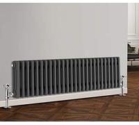 NRG 300 x 1190mm Traditional Anthracite Horizontal Cast Iron Radiator Triple Panel for Bathroom Living Room and Kitchen