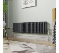 NRG 300 x 1190mm Traditional Anthracite Horizontal Cast Iron Style Radiator Double Panel
