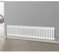 NRG 300 X 1460 mm Gloss White 2 Column Radiators Horizontal Central Heating Cast Iron Rads for Bathroom Living Room and Kitchen