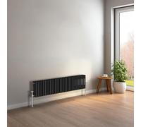 NRG 300 x 1460mm Black Horizontal Traditional Column Cast Iron Style Radiator Central Heating Radiator Perfect for Bathrooms, Kitchen, Living Room Triple Panel