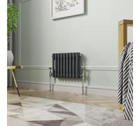 NRG 300 x 425mm Traditional Anthracite Horizontal Cast Iron Style Radiator Double Panel